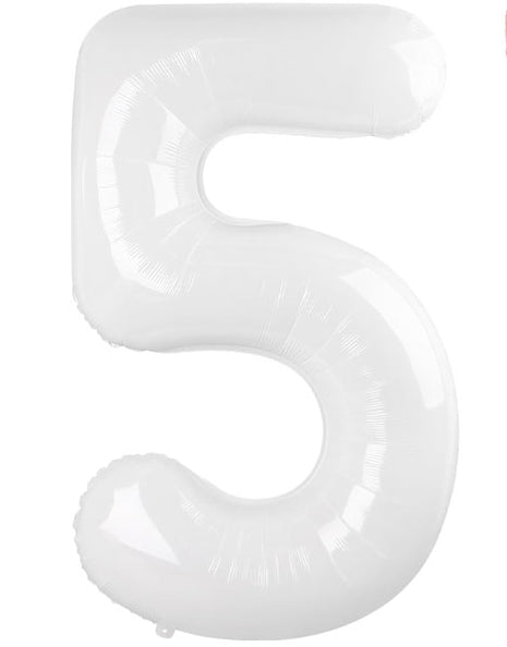34in Trico White Number 5 Balloon - Joker Party Supply