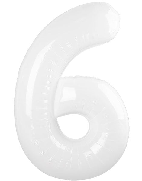 34in Trico White Number 6 Balloon - Joker Party Supply