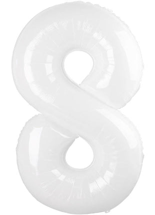 34in Trico White Number 8 Balloon - Joker Party Supply