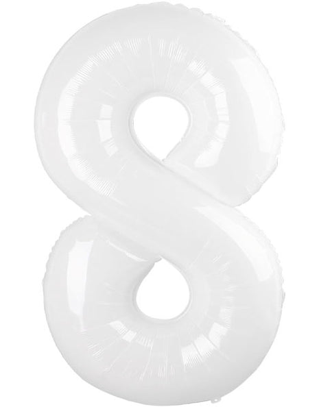 34in Trico White Number 8 Balloon - Joker Party Supply