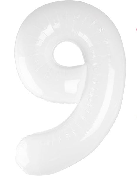 34in Trico White Number 9 Balloon - Joker Party Supply