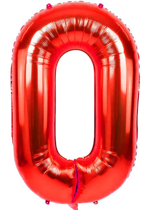 34in Trico Red Number 0 Balloon - Joker Party Supply
