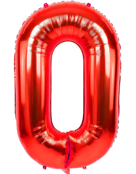 34in Trico Red Number 0 Balloon - Joker Party Supply