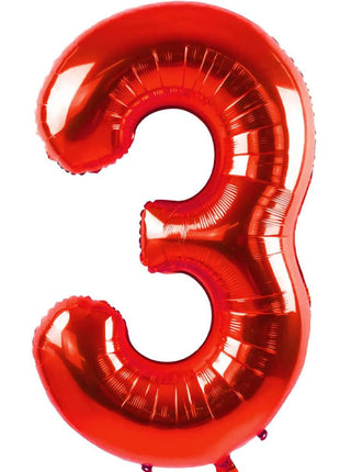 34in Trico Red Number 3 Balloon - Joker Party Supply