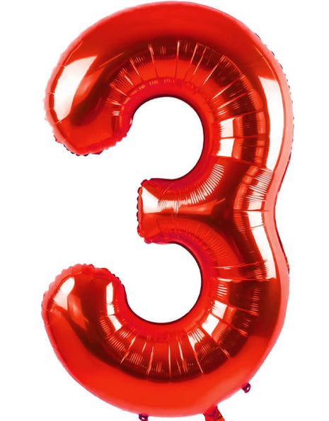 34in Trico Red Number 3 Balloon - Joker Party Supply
