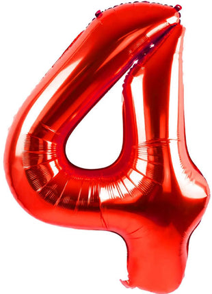 34in Trico Red Number 4 Balloon - Joker Party Supply