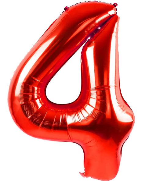 34in Trico Red Number 4 Balloon - Joker Party Supply