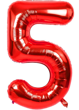 34in Trico Red Number 5 Balloon - Joker Party Supply