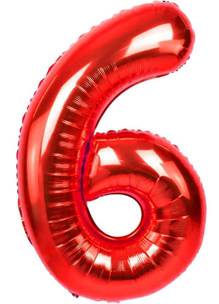 34in Trico Red Number 6 Balloon - Joker Party Supply