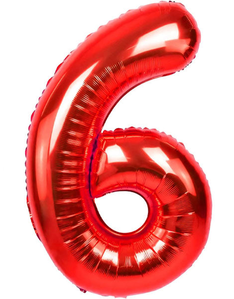 34in Trico Red Number 6 Balloon - Joker Party Supply