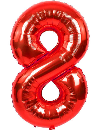 34in Trico Red Number 8 Balloon - Joker Party Supply