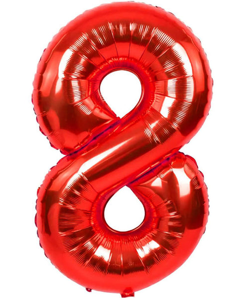 34in Trico Red Number 8 Balloon - Joker Party Supply