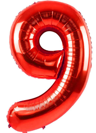 34in Trico Red Number 9 Balloon - Joker Party Supply