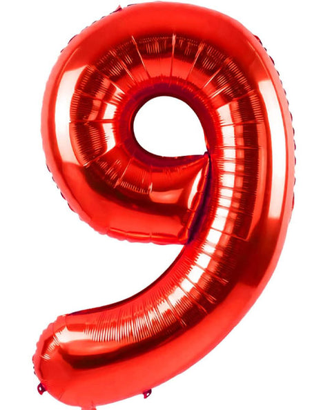 34in Trico Red Number 9 Balloon - Joker Party Supply