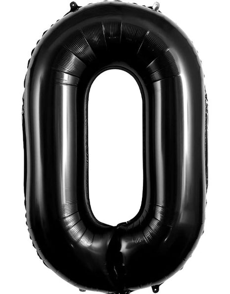 34in Trico Black Number 0 Balloon - Joker Party Supply