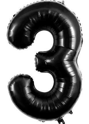34in Trico Black Number 3 Balloon - Joker Party Supply