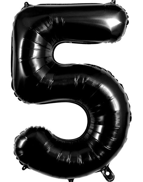 34in Trico Black Number 5 Balloon - Joker Party Supply