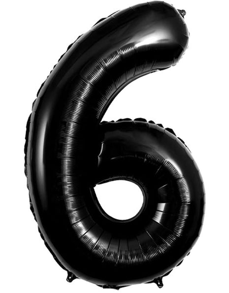 34in Trico Black Number 6 Balloon - Joker Party Supply