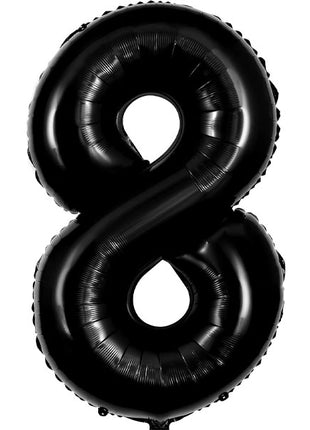34in Trico Black Number 8 Balloon - Joker Party Supply