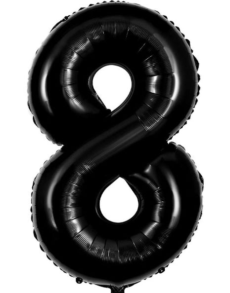 34in Trico Black Number 8 Balloon - Joker Party Supply