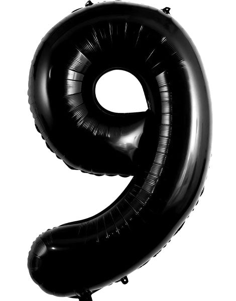 34in Trico Black Number 9 Balloon - Joker Party Supply