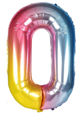 34in Trico Rianbow Number 0 Balloon - Joker Party Supply