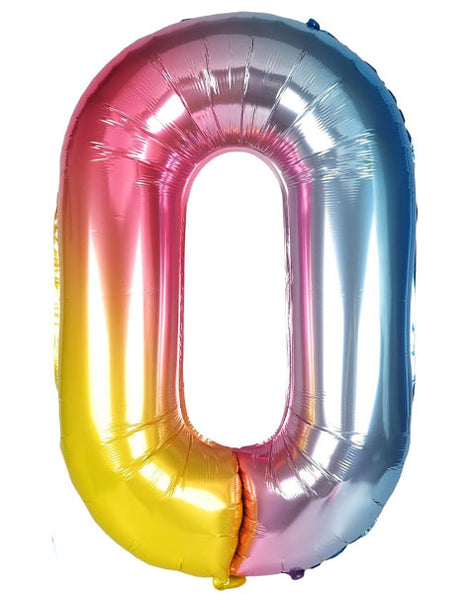 34in Trico Rianbow Number 0 Balloon - Joker Party Supply