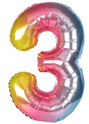 34in Trico Rianbow Number 3 Balloon - Joker Party Supply