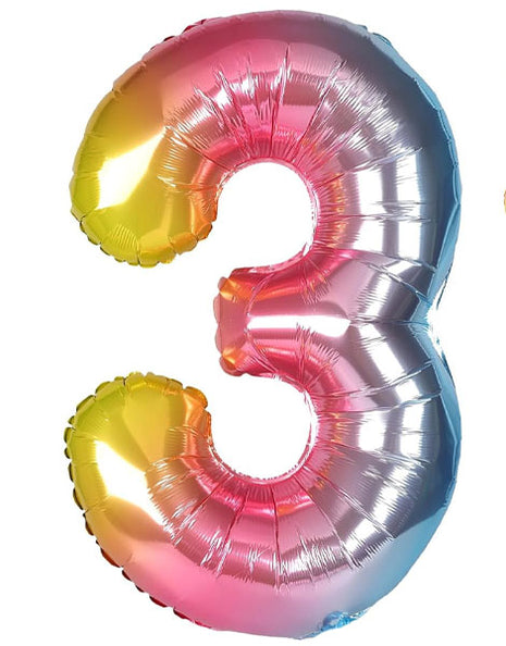 34in Trico Rianbow Number 3 Balloon - Joker Party Supply