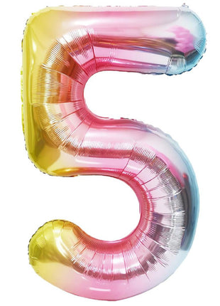 34in Trico Rianbow Number 5 Balloon - Joker Party Supply