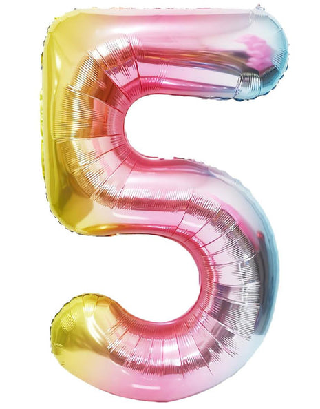 34in Trico Rianbow Number 5 Balloon - Joker Party Supply