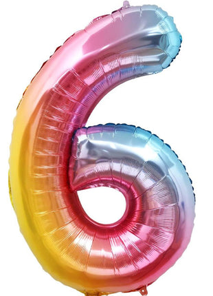 34in Trico Rianbow Number 6 Balloon - Joker Party Supply