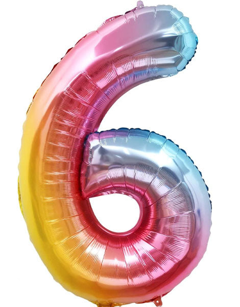 34in Trico Rianbow Number 6 Balloon - Joker Party Supply