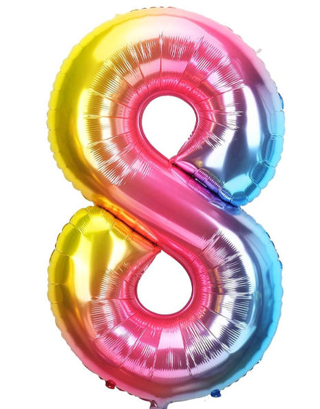 34in Trico Rianbow Number 8 Balloon - Joker Party Supply