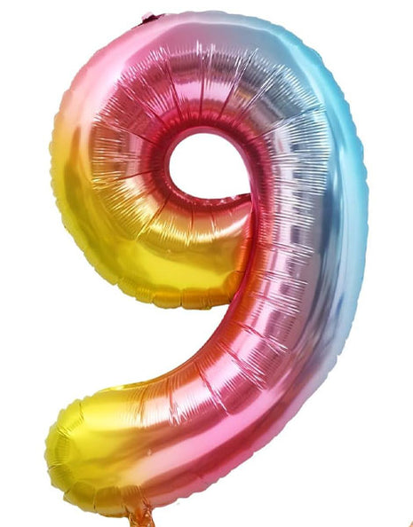34in Trico Rianbow Number 9 Balloon - Joker Party Supply