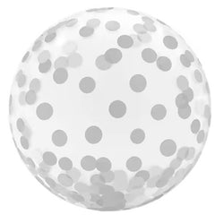 18in Trico Clear Silver Dots Bubble Balloon - Joker Party Supply