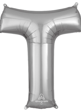 34in Anagram Silver Letter T Balloon - Joker Party Supply