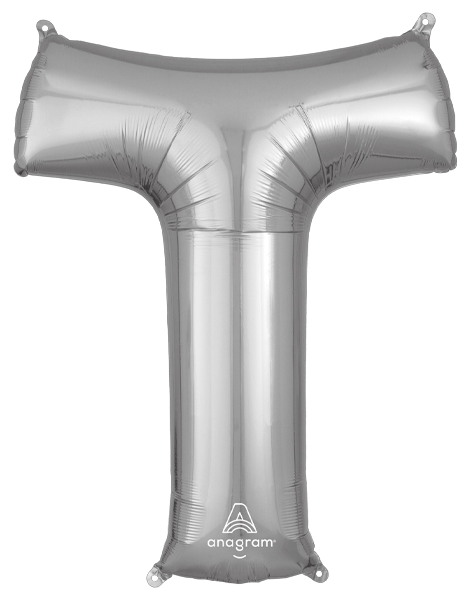 34in Anagram Silver Letter T Balloon - Joker Party Supply