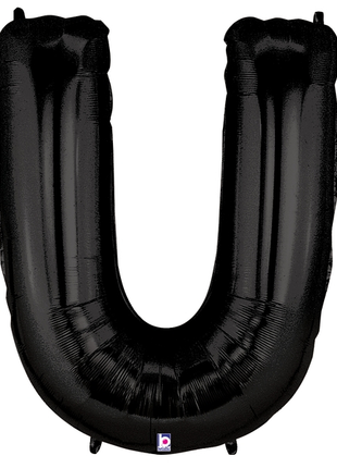 34in Betallic Black Letter U Megaloons - Joker Party Supply