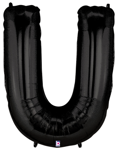 34in Betallic Black Letter U Megaloons - Joker Party Supply