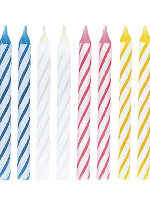 Velas de cumpleaños surtidas en espiral únicas (24 unidades)