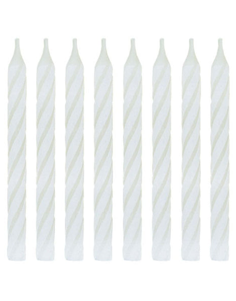 Velas de cumpleaños blancas en espiral únicas (24 unidades)
