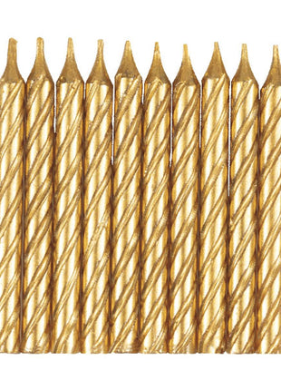 Velas de cumpleaños únicas en espiral doradas (10 unidades)