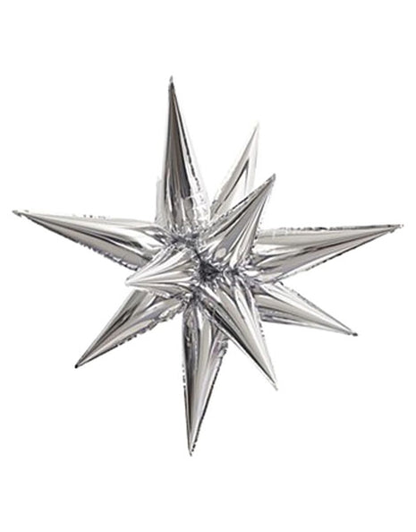 40in Unique Silver Star-Burst Balloon - Joker Party Supply