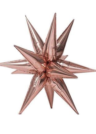 27.5in Unique Rose Gold Star-Burst Balloon - Joker Party Supply