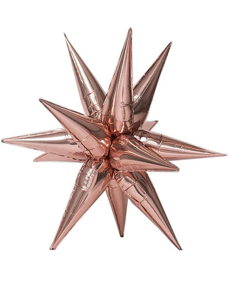 27.5in Unique Rose Gold Star-Burst Balloon - Joker Party Supply