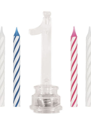 Set único de vela de cumpleaños y adorno para tarta con número 1 parpadeante multicolor