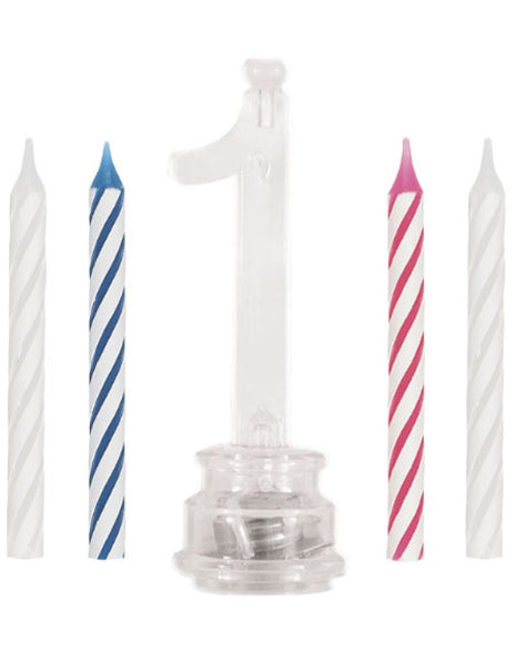 Set único de vela de cumpleaños y adorno para tarta con número 1 parpadeante multicolor