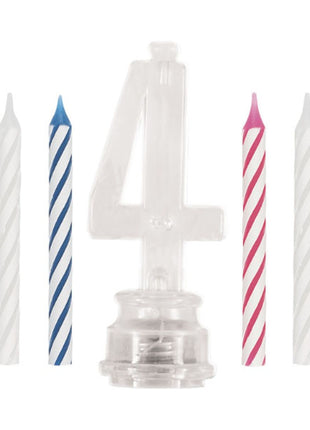 Set único de decoración para tarta y vela de cumpleaños con número 4 parpadeante multicolor