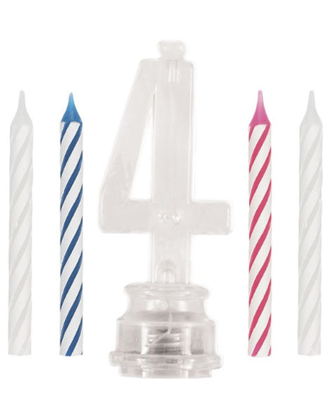 Set único de decoración para tarta y vela de cumpleaños con número 4 parpadeante multicolor